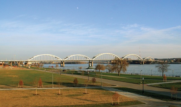 Elevated riverfront view